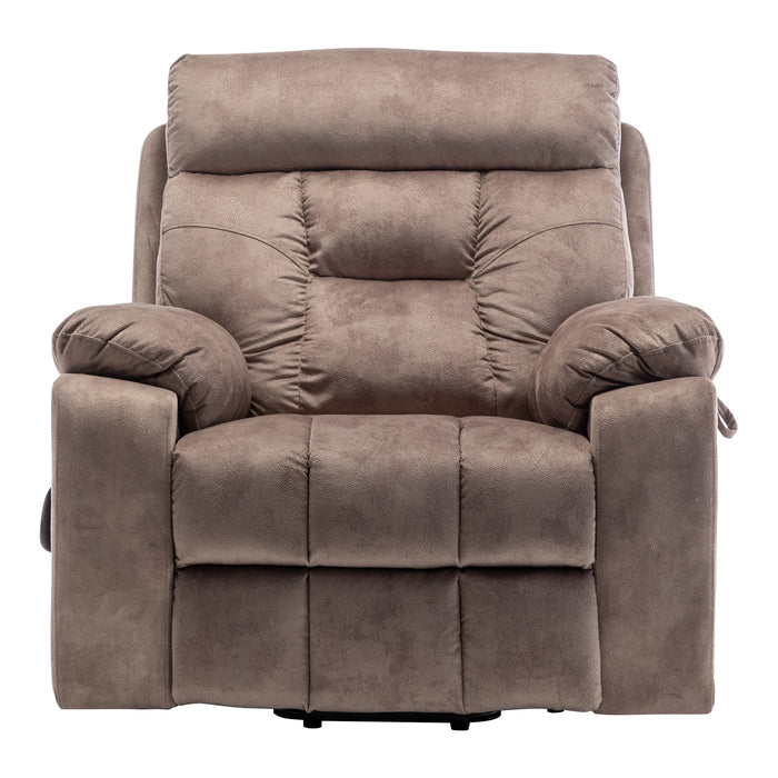 Oversized Electric Massage Lift Chair, Large Power Lift Recliner with Heat Therapy, Fabric Reclining Sofa with Remote, Hidden Cup Holder and Side Pocket for Elderly Seniors, Antique Brown