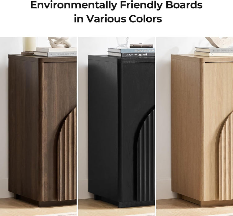 Sideboard Buffet Cabinet with Storage, Small Storage Cabinet with Doors and Shelves for Living Room Accent, Bar, Kitchen, Set of 2, Walnut