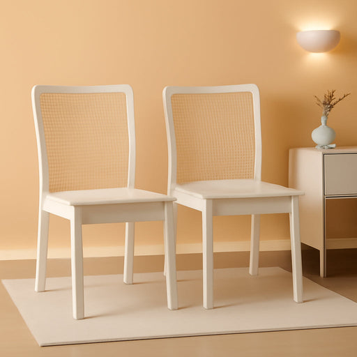 Home Collection Benicio White/Natural Rattan Dining Chair (Set of 2) DCH1005B-SET2