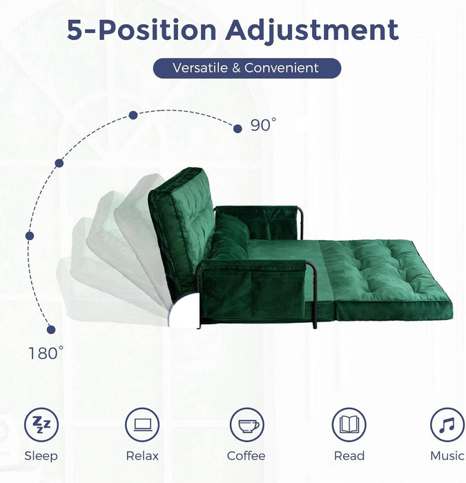 Green Adjustable Floor Sofa Bed Multifunctional Lounge