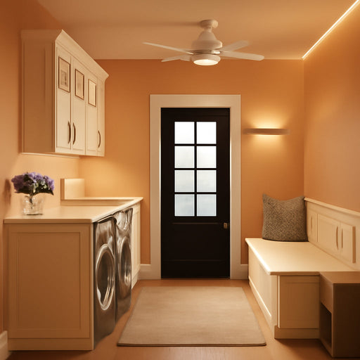 Fan Dempsey Low Profile Ceiling Fans with Lights and Remote, Flush Mount Ceiling Fan with Lights, Metal, Fresh White, 44 Inch LED