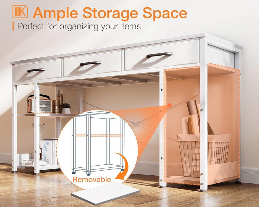 White 48Inch Contemporary Premier Desk With Drawers