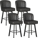 Swivel Counter Height Bar Stools Set of 4, 26'' Modern Barstools with Backs and Metal Legs, Upholstered Bar Chairs, Faux Leather Black Stools for Kitchen Island Chairs