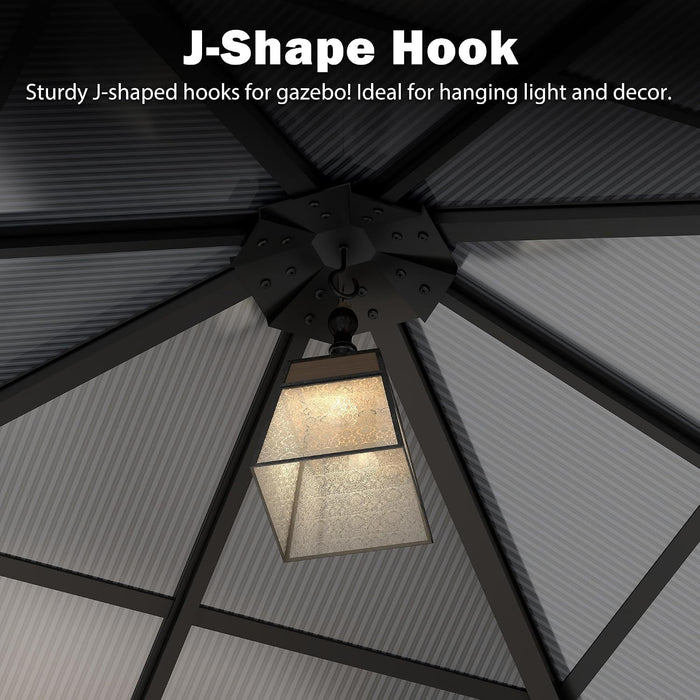 10x10 Ft Outdoor Gazebo Polycarbonate Roof SteelFrame