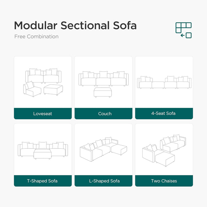 Luxury L-Shaped Upholstery Convertible Modular Sectional Sofa, Contemporary Reversible Couch with Chaise Lounge for Living Room, Apartment, 4 Piece Set, Grey
