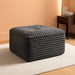 23.6In Pouf Ottoman, Corduroy Ottoman Foot Rest with Dual‑Layer Support, Large Poofy Pouf with Soft Chunk‑Foam Top & Firm Foam Base, Floor Foot Stool for Living Room, Dark Grey
