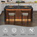 63" Large Imitation Marble Dining Table for 4-6 People(Patent Pending) | Island Table with LED Light,Mordern Marble Stripes Kitchen Dining Table with Grille Design for Dining Room,Living Room(Black)