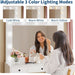 White Vanity Desk with Mirror and Light, Makeup Vanity Table with Charging Station, 7 Storage Drawers, 1 Cabinet, 3 Color Lighting Modes, Modern Wooden Dressing Table for Bedroom