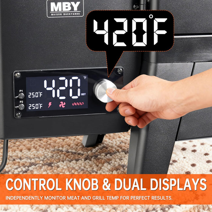 Vertical Pellet Smoker with Cover & Meat Probe, 4-Rack Electric BBQ Smoker Grill, 616 Sq in Cooking Space, Digital LED Temperature Control for Outdoor Smoking Ribs, Brisket, Chicken & Sausage