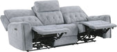 Wll Hugger Power Double Reclining Sof, Microfiber Home Theter Seting, Chrging Ports/Hidden Cup Holders/djustble Hedrest/Dimond Tufting, Power Recliner Couch for Living Room, Gry