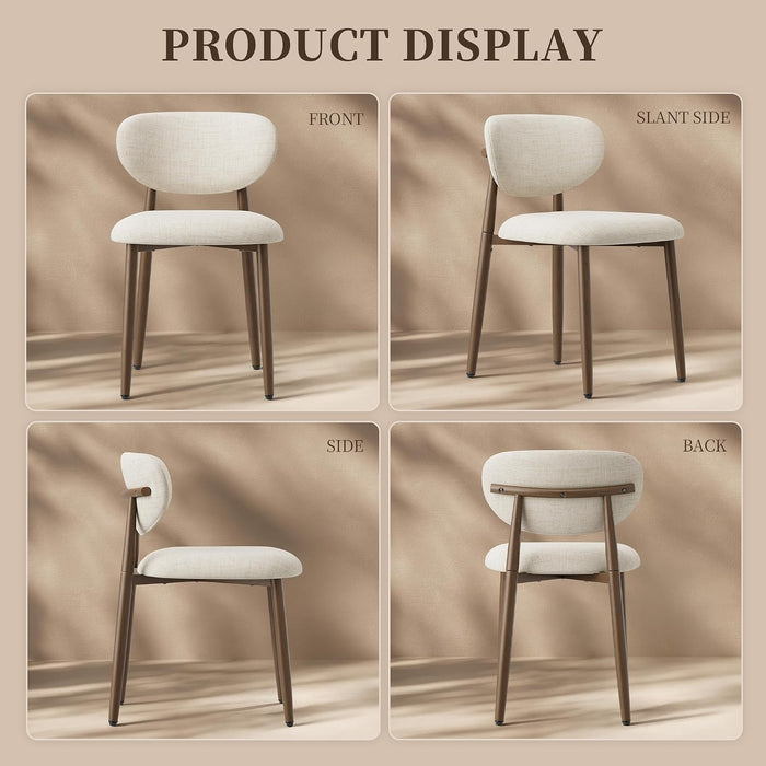 Upholstered Dining Chairs Set of 6 with Curved Back, Beige