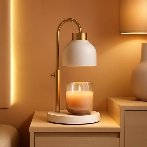 Candle Warmer Lamp, with 2 Bulbs,Timer & Dimmer,Compatible with Large Yankee Candle Jars,3 Wick Candles,Height Adjustable Electric Top Candle Melter,White,110-120V