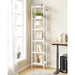 Bookshelf, Book Shelf, Industrial Bookcase with 2 Hooks, Coner Shelf Storage Organizer for Home Office, Living Room, Bedroom, Kitchen, 6-Tier White BC10713W