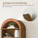 Walnut Farmhouse Arched Bookshelf 7 Tiers With 2 Drawers