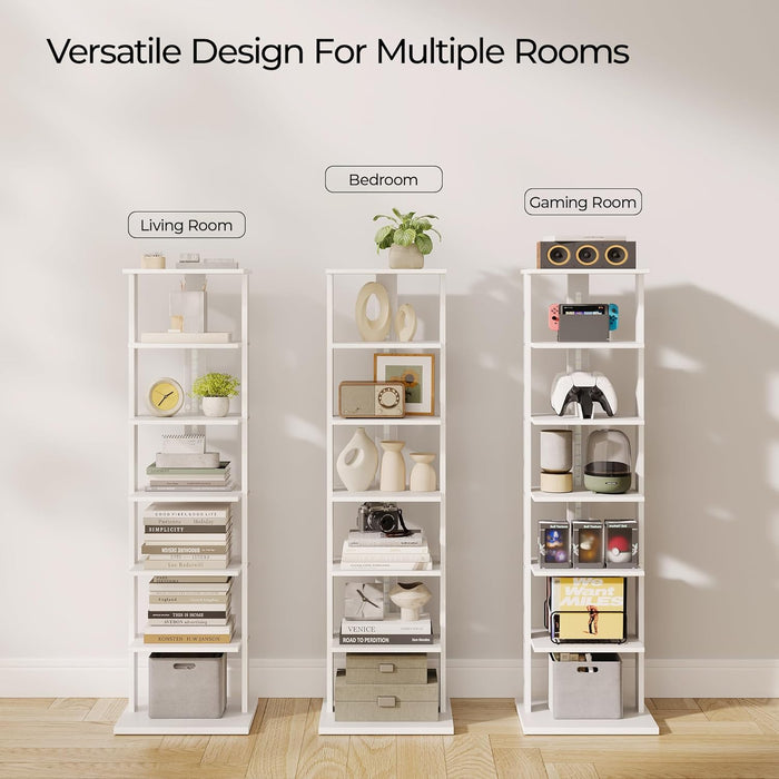 FortySevenInch White LED Bookcase With Ambient Lights