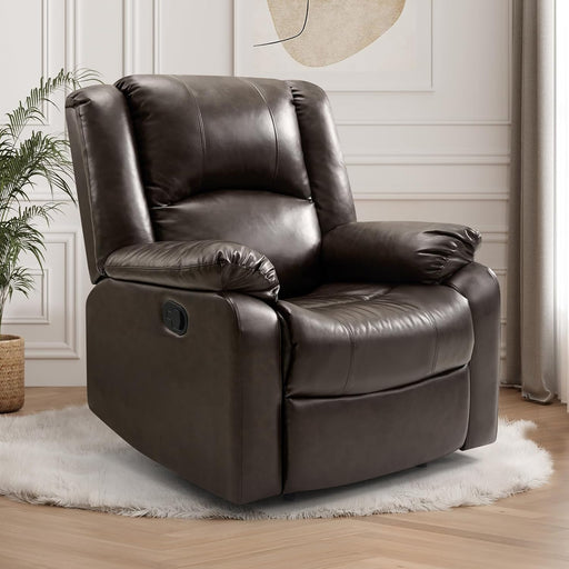 Brown Leather Recliner with Lumbar Support