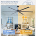 Black 120 Inch Reinforced Multipurpose Ceiling Fan