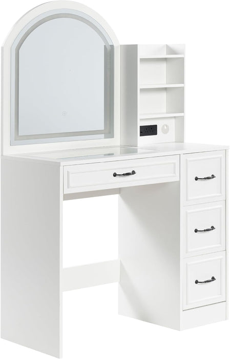 White Vanity Desk With Professional Lighted Mirror