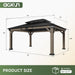 12' X 16' Outdoor Cedar Wood Hardtop Carport, Heavy Duty Gazebo with Double Galvanized Steel Roof, All-Weather Wind & Snow Resistant Permanent Pavilion for 2 Cars, Boat, Patio, Backyard