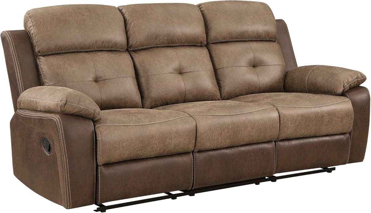 Marianna 3-Piece Reclining Living Room Sofa Set, Brown