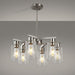Brushed Nickel Six Light Farmhouse Chandelier Glass