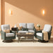 icker Patio Furniture Set with Swivel Rocker Chairs Outdoor Loveseat Sofa and Rattan Coffee Table, 5 Pieces Outdoor Conversation Sets for Patio Porch Deck Backyard Poolside, Light Gray
