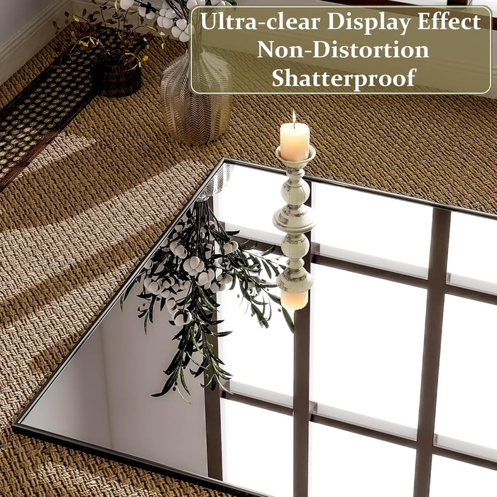 71"X31" Full Length Mirror Extra Large Hanging or Leaning Rectangle Mirror Aluminum Alloy Thin Frame Bedroom Floor Dressing,Black