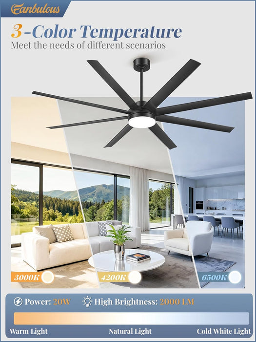 Contemporary Black Ceiling Fan With Integrated Lighting