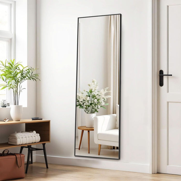 Mirror Full Length, Upgraded Body Wall Mirrors with Shatter-Proof Glass, Floor Standing, Hanging or Leaning, Tall Mirror with Stand Aluminum Alloy Frame for Bedroom Cloakroom