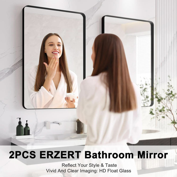 24x36 Matte Black Rectangular Mirrors Bathroom Vanity