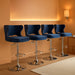 Bar Stools Set of 4, Velvet Swivel Adjustable Barstools with Hollow Back, Rivet Trim and Stable Chrome Base, Upholstered Counter Height Bar Stools for Kitchen Island, Blue