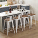Bar Stools Set of 4 Counter Height Bar Stools Metal Barstools with Removable Back 26" Kitchen Bar Stools with Wooden Seat, White