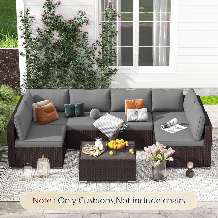 Outdoor Replacement Cushions for Patio Furniture,Water-Repellent Sofa Cushion for 6-Seat Rattan Wicker Sectional Patio Conversation Sets,14-Piece Cushions Set for Outdoor Couch-Gray