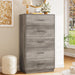 Tall Dresser with 5 Drawers, Modern Wooden Chest of Drawers with Diamond Panel, Anti-Tipping Device, Sturdy and Stable Storage Organizer for Bedroom, Hallway, Living Room