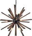 9-Light Sputnik Pendant Light Black, Farmhouse Wood Chandelier for Dining Room Industrial Hanging Light Fixture Ceiling for Bedroom Entryway Kitchen Foyer Living Room