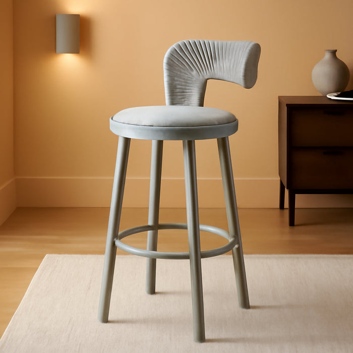 Outdoor Swivel Counter Stools Set of 2 with Back Light Grey