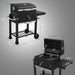 Charcoal Grill Outdoor BBQ Smoker with Height-Adjustable Charcoal Pan Crank Handle, Large Barrel Barbecue Grill with Front Access Door, Foldable Side Table & Removable Ash Tray for Backyard Garden