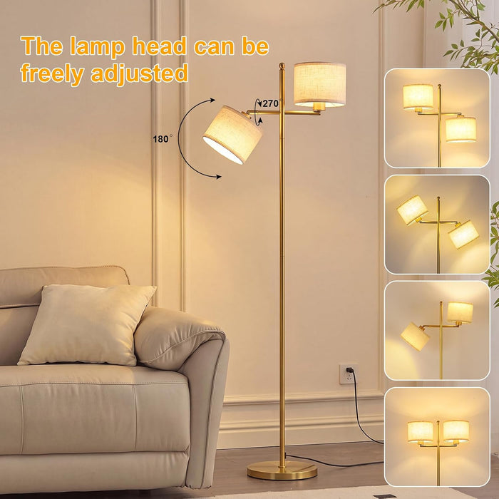 67" Unique Floor Lamp with Rotatable Linen Shade and Led Bulb