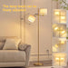 67" Unique Floor Lamp with Rotatable Linen Shade and Led Bulb