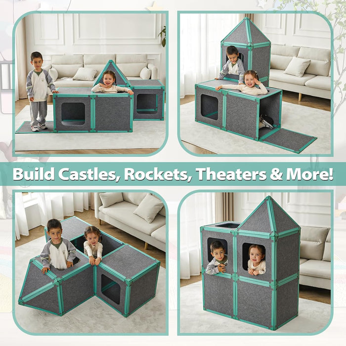 20-Piece Magnetic Fort Building Kit for Kids – Giant Modular Playhouse Panels, STEM Construction Toy for Creative Indoor Play, Ages 3+