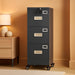 4 Drawer Metal File Cabinet with Lock, Mobile Heavy Duty Steel Filing Cabinet with Full Extension Rails, for Office Workspaces, Letter Legal Size, Black, Assembly Required