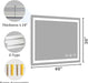 40X30 LED Bathroom Mirror, Shatterproof Mirror with Light