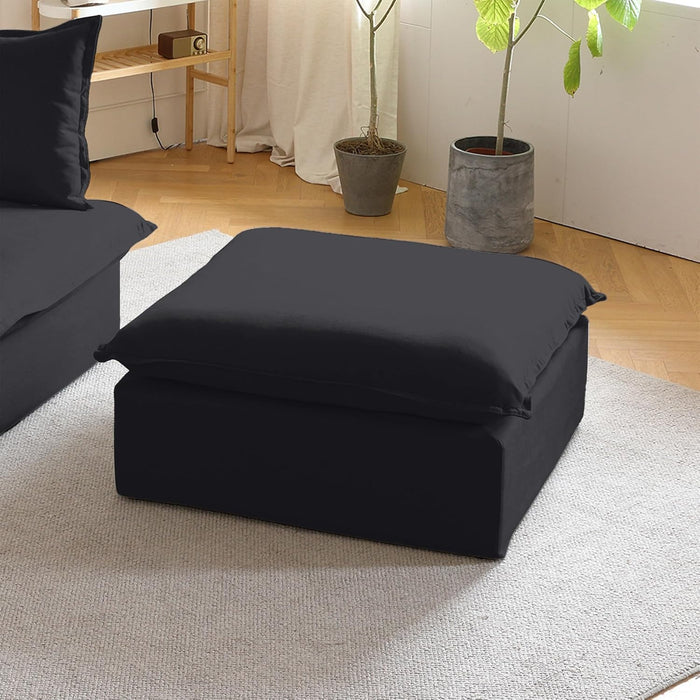 Ottoman Module for Living Room, Storage Ottoman, Cushion Covers Removable, Minimalist Comfy Breathable Footstool Paired with Sofa Couch for Living Room Apartment, Black
