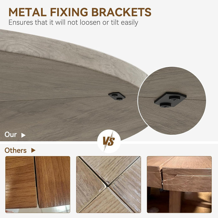 47 in round Large Dining Table Set for 4 to 6, Farmhouse Dinner Table with Wooden Top and Legs for Home Dining Room or Living Room - Grey(No Chairs)