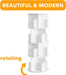 Cross Style 4 Tier Rotating Bookshelf, Spinning 360 Bookcase Lazy Susan Tower, Vertical Revolving Books Shelf Storage round Carousel Space Saving Organizer, White