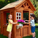 Outdoor Wooden Kids Playhouse With Flowerpot Holder