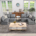 U-Shaped Sectional Sofa with Storage and Reversible Chaises,Light Grey