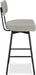 Giselle Swivel Bar Stools (Set of 2) - 29 Inch Seat Height Upholstered Metal Chairs in Light Grey Polyester Linen, Contemporary Seating for Kitchen or Bar with Cushioned Seat and Back