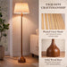 Mid Century Modern Real Wood Floor Lamp with 2 Shades for Two Looks