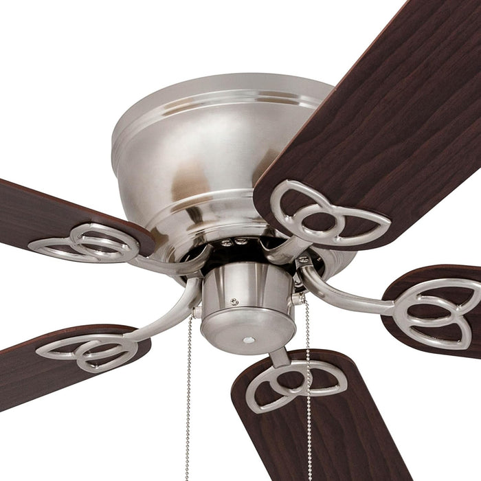 Benton Traditional 52 Inch Ceiling Fan with Light, LED Flush Mount Ceiling Fan, Indoor Fan with 5 Blades, Brown Walnut and Brown Maple Blade Finish Options, Brushed Nickel (51428-01)